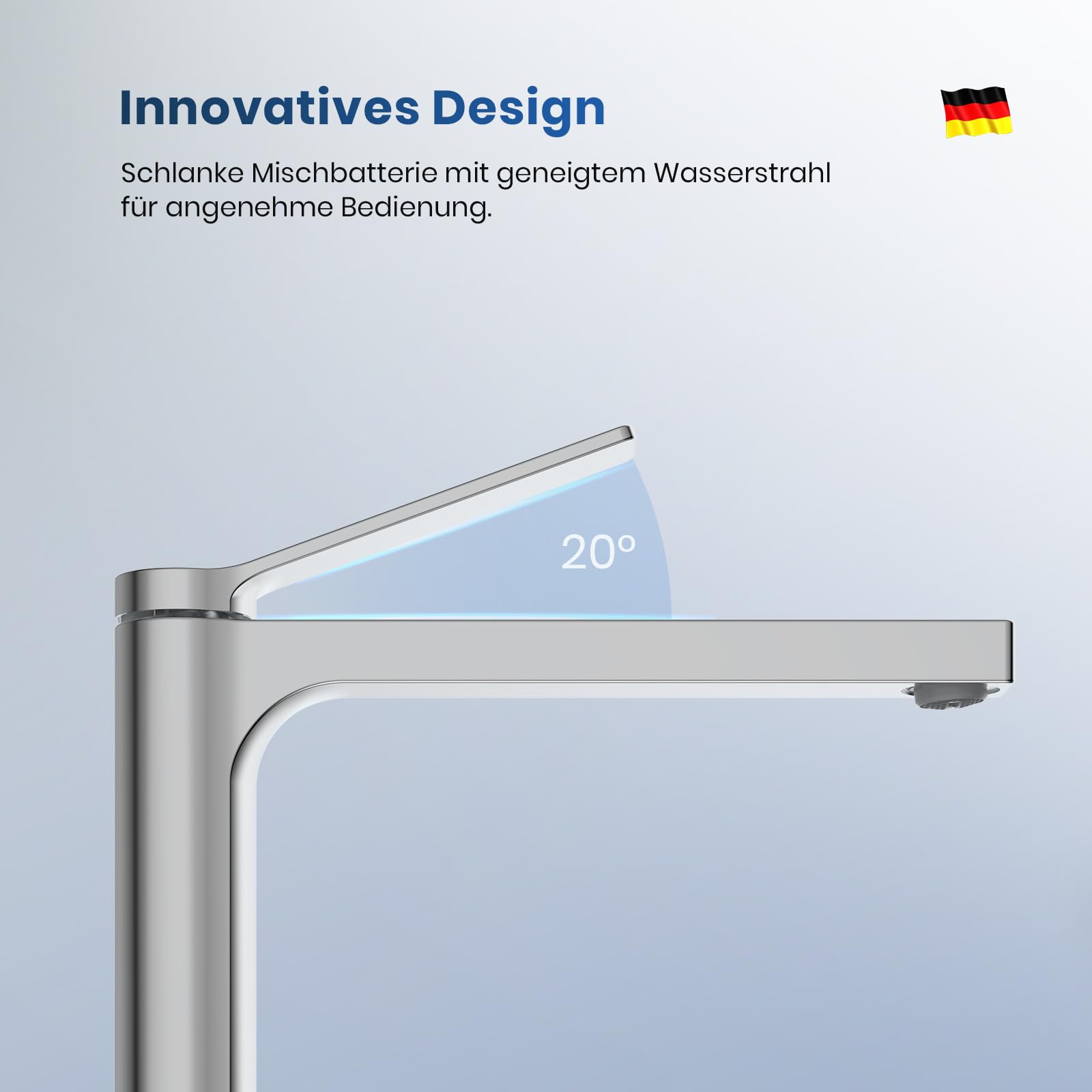 EMKE Grifo de baño cromado de 335 x 233 x 46 mm, latón, cartucho de cerámica, grifo de baño, grifo mezclador de lavabo de fácil instalación, grifo con aireador, grifo de lavabo