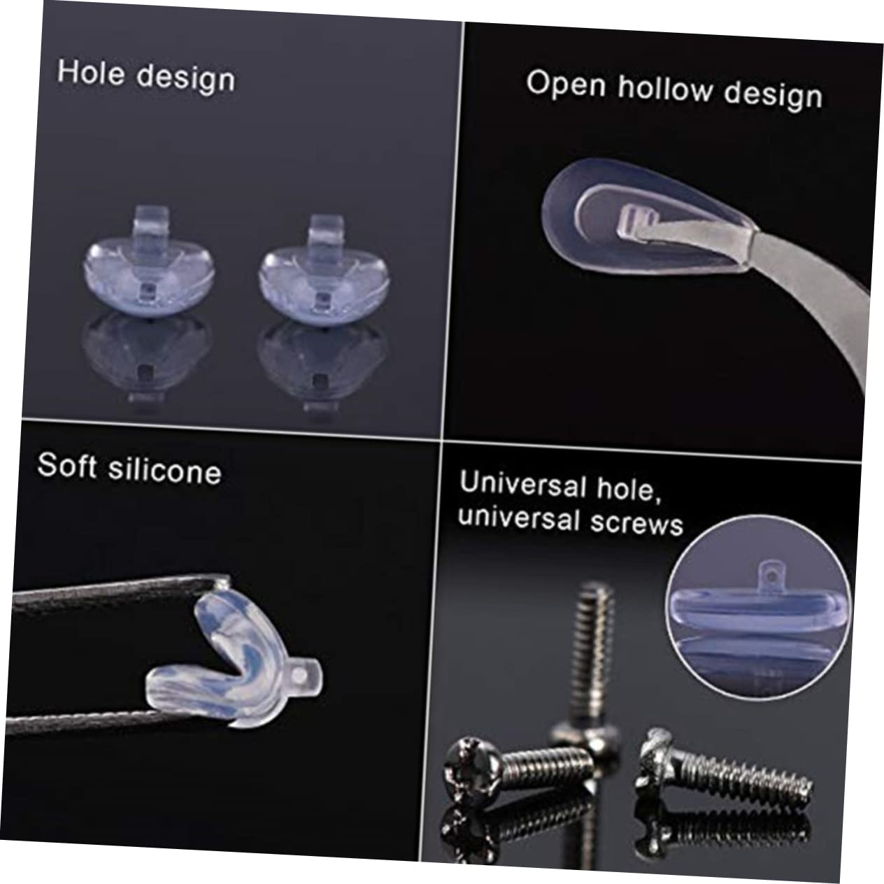 FOMIYES Eyewear Repair Kit Includes 10 Pairs Silicone Steel Nose Pads Tweezers Lens Cloth Storage Box for Glasses Self-Repair