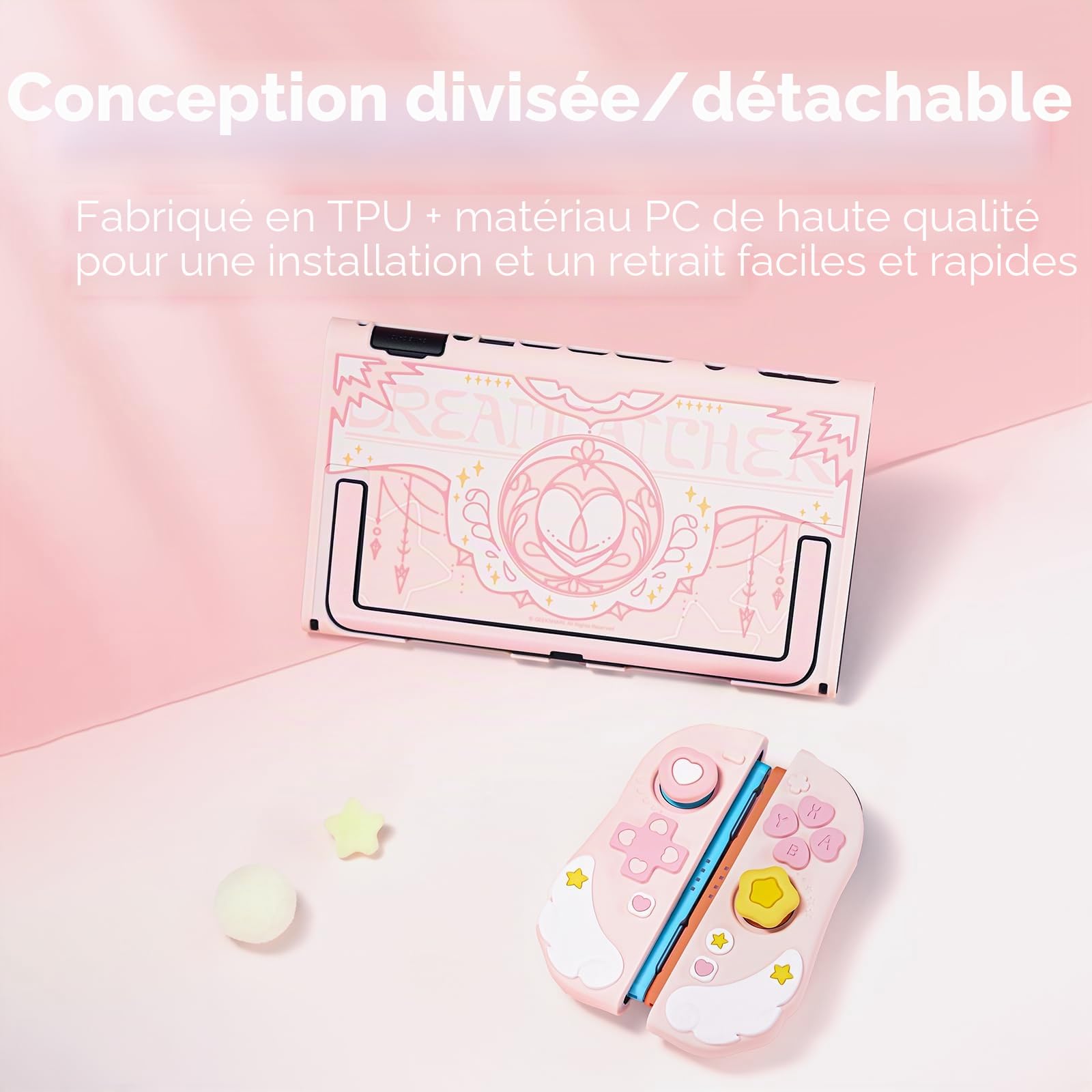 GeekShare Coque de protection en silicone compatible avec Switch 2, résistante aux rayures, coque de protection en silicone souple séparable, pour joystick avec 2 capuchons de préhension pour pouce
