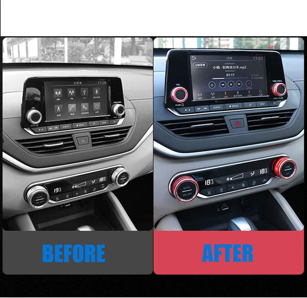 XITER Center Console Knobs AC Air Conditioning Button Audio Function Rear Mirror Knob Switch Cover Trim Compatible with Nissan Altima 2019 2020 2021-2025/Rogue 2021 2022 2023 2024 2025 2026(RED)