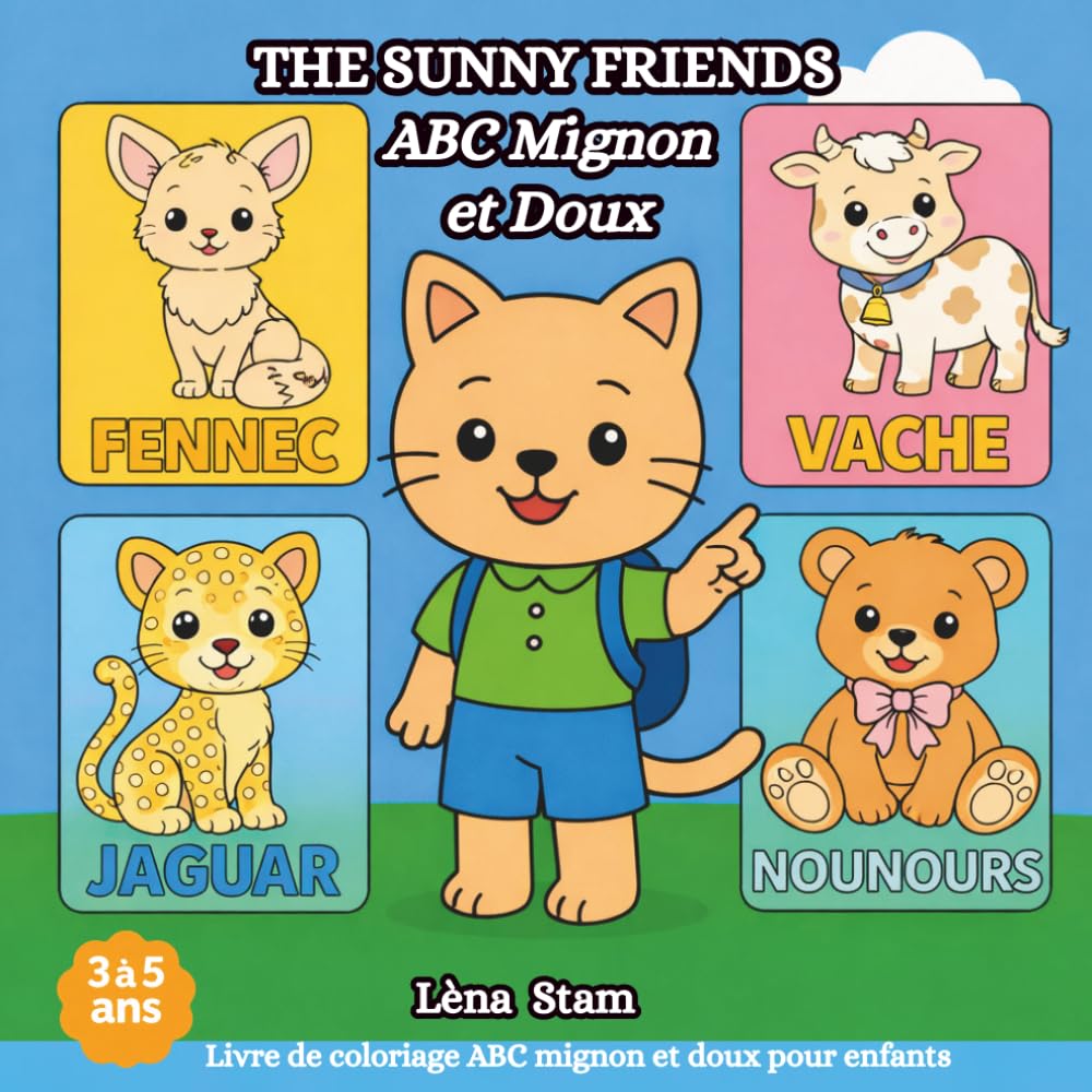 THE SUNNY FRIENDS ABC Mignon et Doux: Livre de coloriage éducatif pour enfants (3–5 ans) 40 pages amusantes avec des dessins adorables pour apprendre ... en s’amusant ! (Les Aventures Colorées)