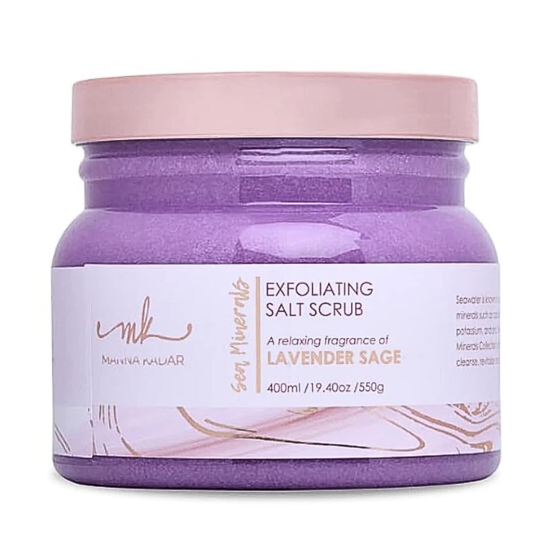 Manna Kadar Beauty Dead Sea Minerals Exfoliating Salt Scrub, Lavender Sage - Hydrating Skincare, Gentle, Removes Dead Skin, Skin Feels Smooth, & Refreshed