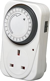 Defender 24 Hour Segment Timer Switch - Energy Saver Plug Standard Size - Hour Plug-in Timer Socket Set - 240v 3 Pin Plug With Programmable Time Controller