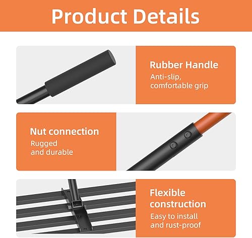 Miniatura 5 de Rastrillo nivelador de césped de 30 x 10 pulgadas, rastrillo de nivelación de patio de acero inoxidable resistente, herramienta profesional de