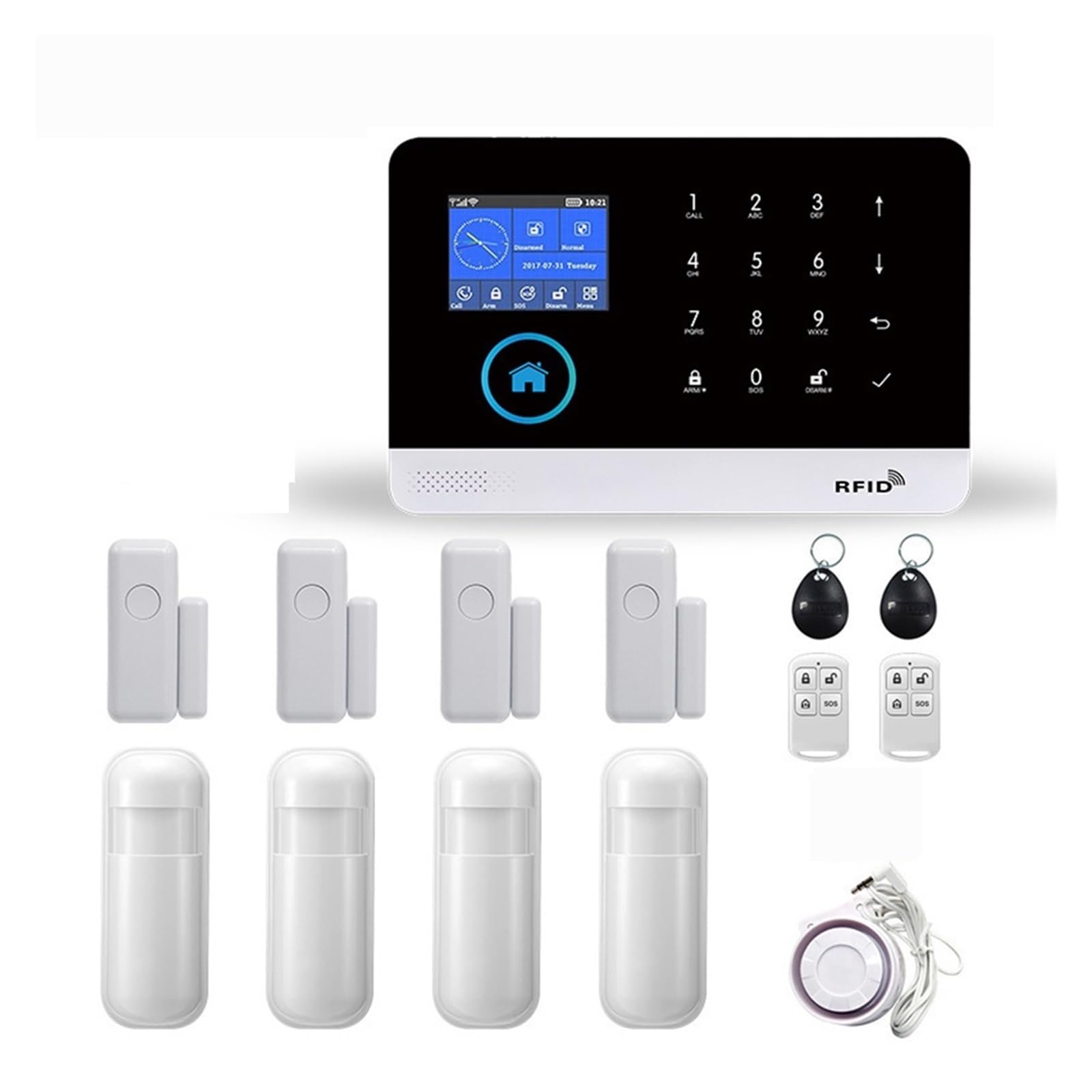 Kit inteligente de alarma para el hogar con monitorización remota avanzada y teclado inalámbrico