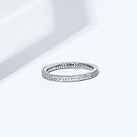 Vista 3 de Tienda Essentials Anillo de eternidad de doble fila chapado en oro de 14 quilates o rodio