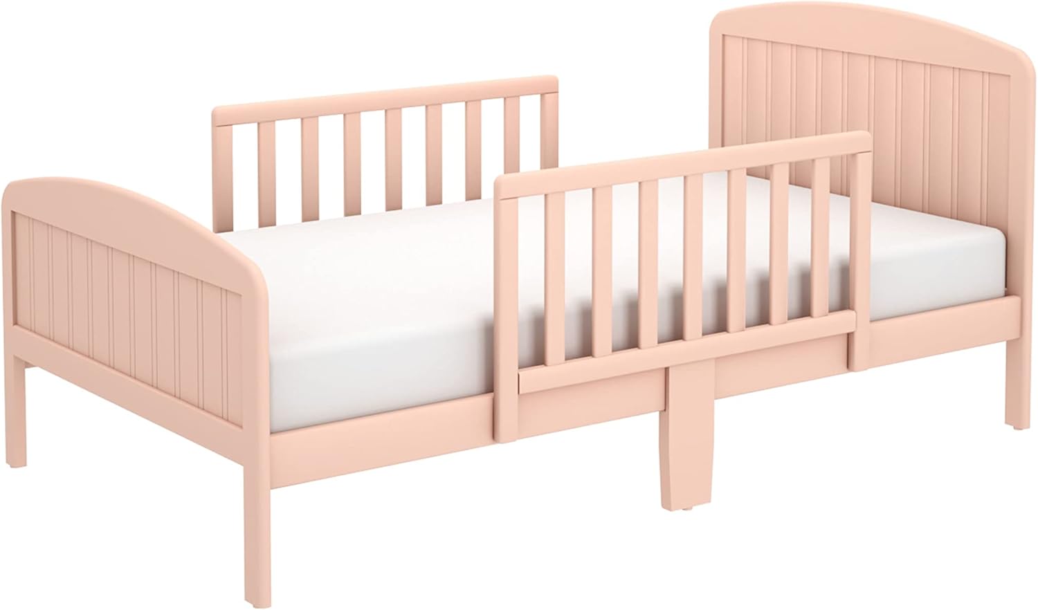 Harrisburg Toddler Bed, Solid Wood Modern Design Transitional Bed for Kids with Rails for Children's Bedroom with 2 Safety Guards, Low-to-Gound Profile (Clay)