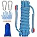 Qunkun Outdoor-Kletterseil Durchmesser 10mm, Kletterseil Sicherheitsseil, Survival Seil mit 2 Karabiner Karabinerhaken, 10m Statisches Kletterseil Rettungsseil für Wanderung, Bergsteigen (Blau)