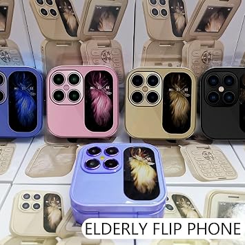 هاتف I17pro Mini Flip 2024 - شبكة 2G غير ذكية مع لوحة مفاتيح وراديو FM وشاشة متعددة اللغات لكبار السن - قائمة TMobile السوداء القابلة للطي