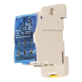 Marhynchus 125A 6 Positions DIN Rail Power Junction Box,AC690V AC DC1000VScrew Terminal Block Junction Box Breaker Box Distribution Box for Various Power Distribution Needs125A