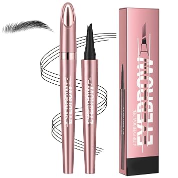 New Microblading Eyebrow Pen, Upgraded 4-Tip 3D Waterproof Eyebrow Pencil, Premium Eye Brow Pen Natural Magic Eyebrow Makeup Fine Stroke Contouring Pencil Long-Lasting Stay on All Day Black