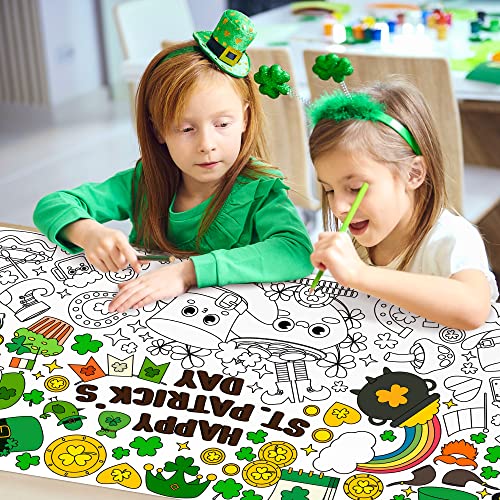 Giant St.patrick's Day Coloring Poster For Kids Huge Happy St.patrick's Blank Paper Banner Large Coloring Table Cover For Classroom Home Party Diy Art Craft Activity Supplies Favor 55 X 23.6 Inch #TOP4
