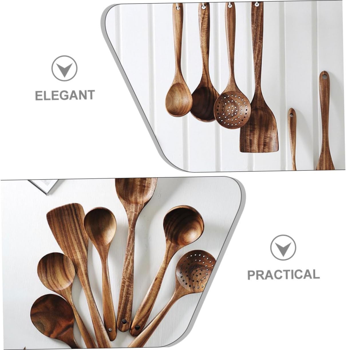 Cabilock 1set Multifunctional Wooden Spatula Set Kitchen Cooking Utensils Scoops Tea Spoons Non-stick Scratch