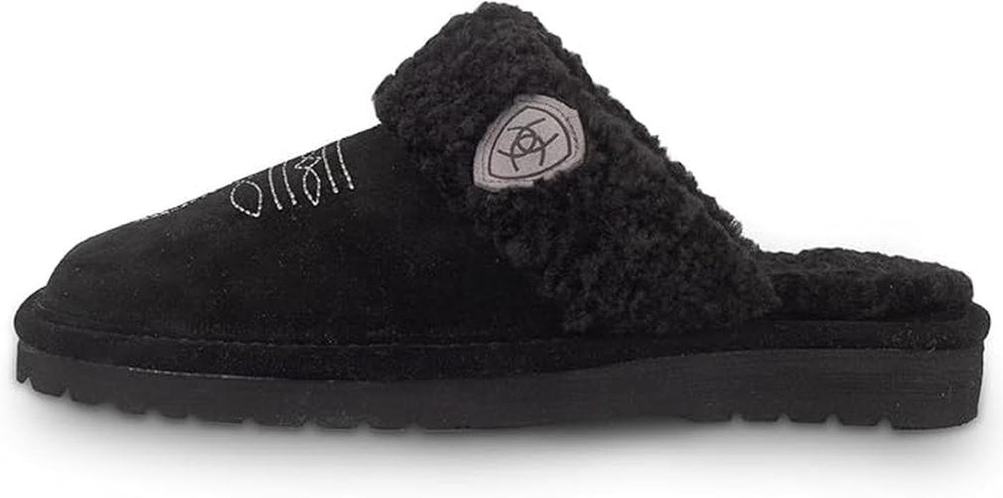 ARIAT Women's Jackie Square Toe Warm Soft Genuine Suede Leather Indoor Outdoor Slippers with Plush Collar