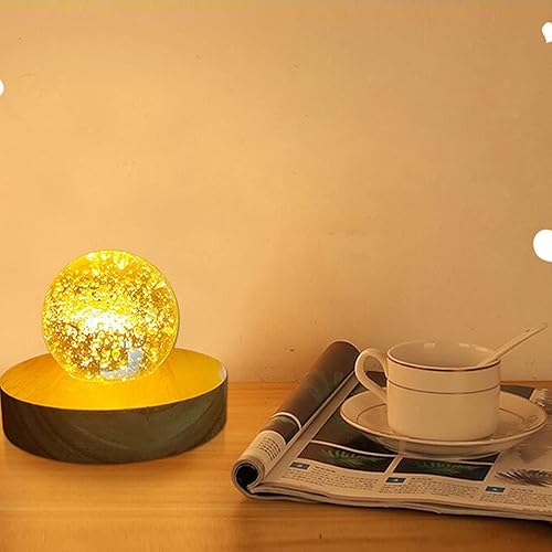 Miniatura 3 de Base de exhibición de madera LED de 4 "para arte de cristal de cristales, soporte de base de exhibición de cristal de luz cálida con 6 LED