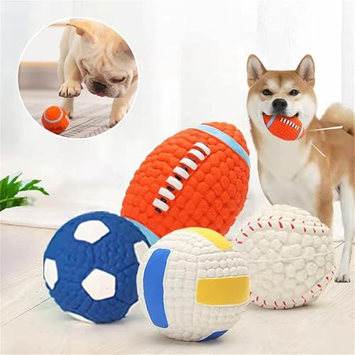 Miniatura 2 de Luoxinseh Juguete inmortal para masticadores agresivos, juguete de fútbol chirriante, pelotas chirriantes indestructibles para perros, juguete