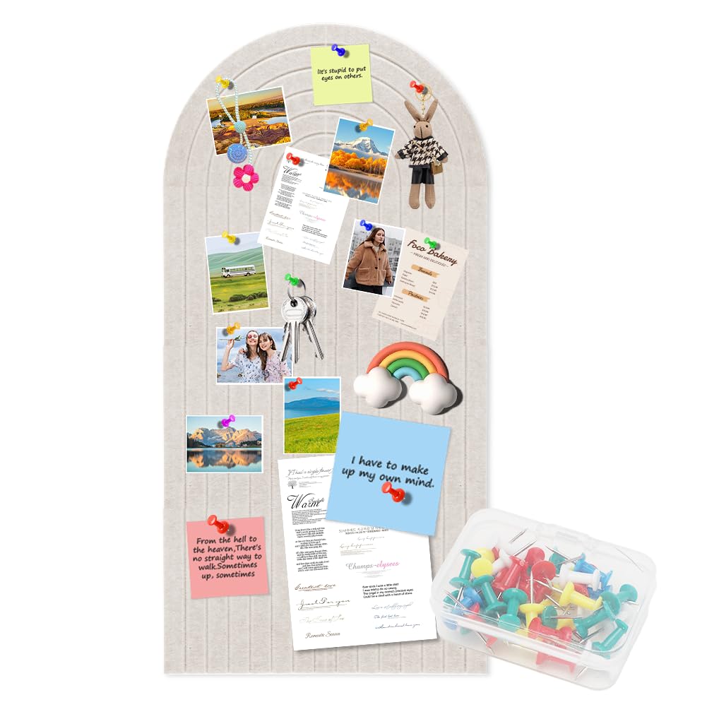 Große Filz Pinnwand Selbstklebend, 60x120cm Filzpinnwand 1 cm Dicke Dekorative Pinnwand aus Filz,Vision Board Ohne Bohren Faltbare Fototafel Memo Board Felt Bulletin Board für Büro,Schule,Kinderzimmer