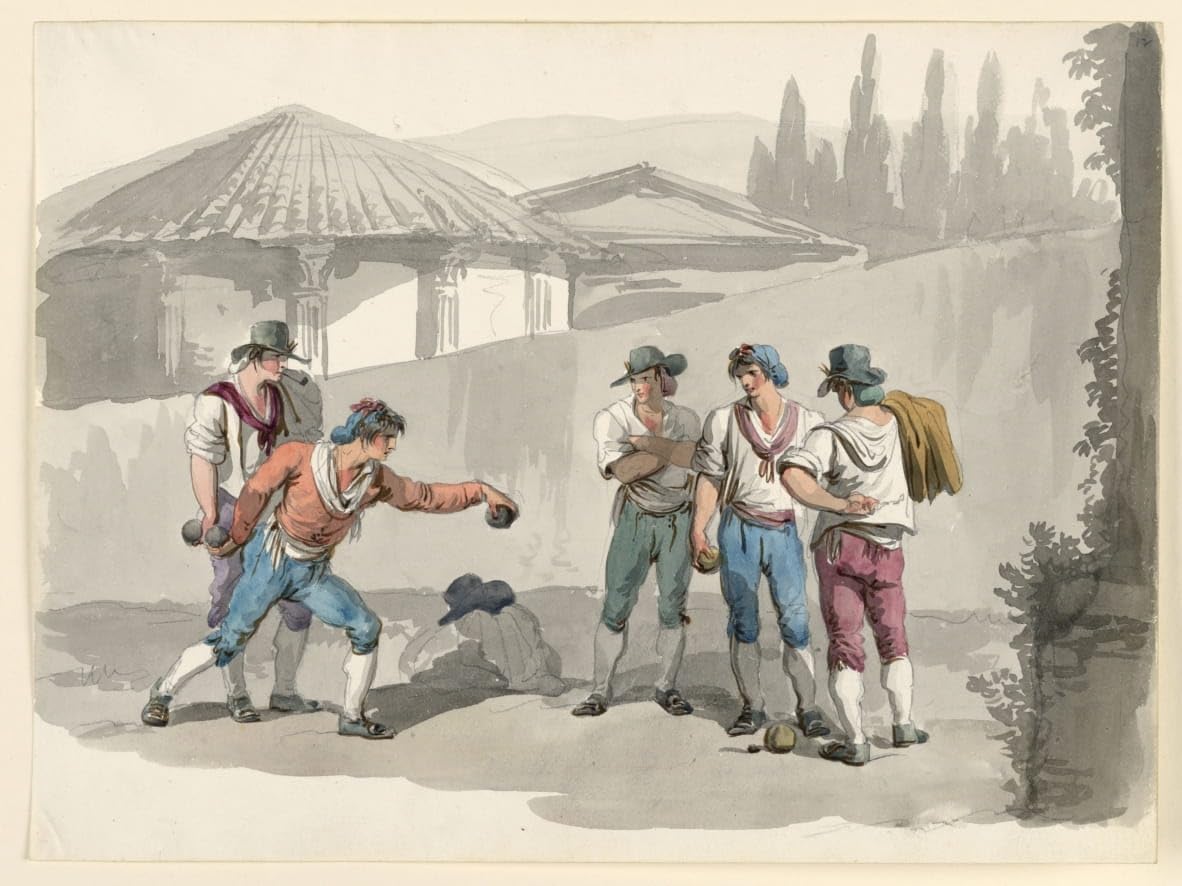Tableau le Jeu de Boccia Bartolomeo Pinelli affiche impression toile 60x90cm - 5