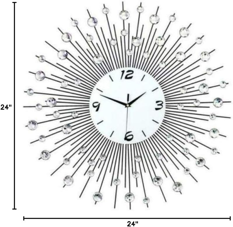 DNYSYSJ 23" Large Wall Clock Non-Ticking Silent Quartz Clocks Diamond-Studded Wall Decor Crystal Wall Clock for Home Decoration