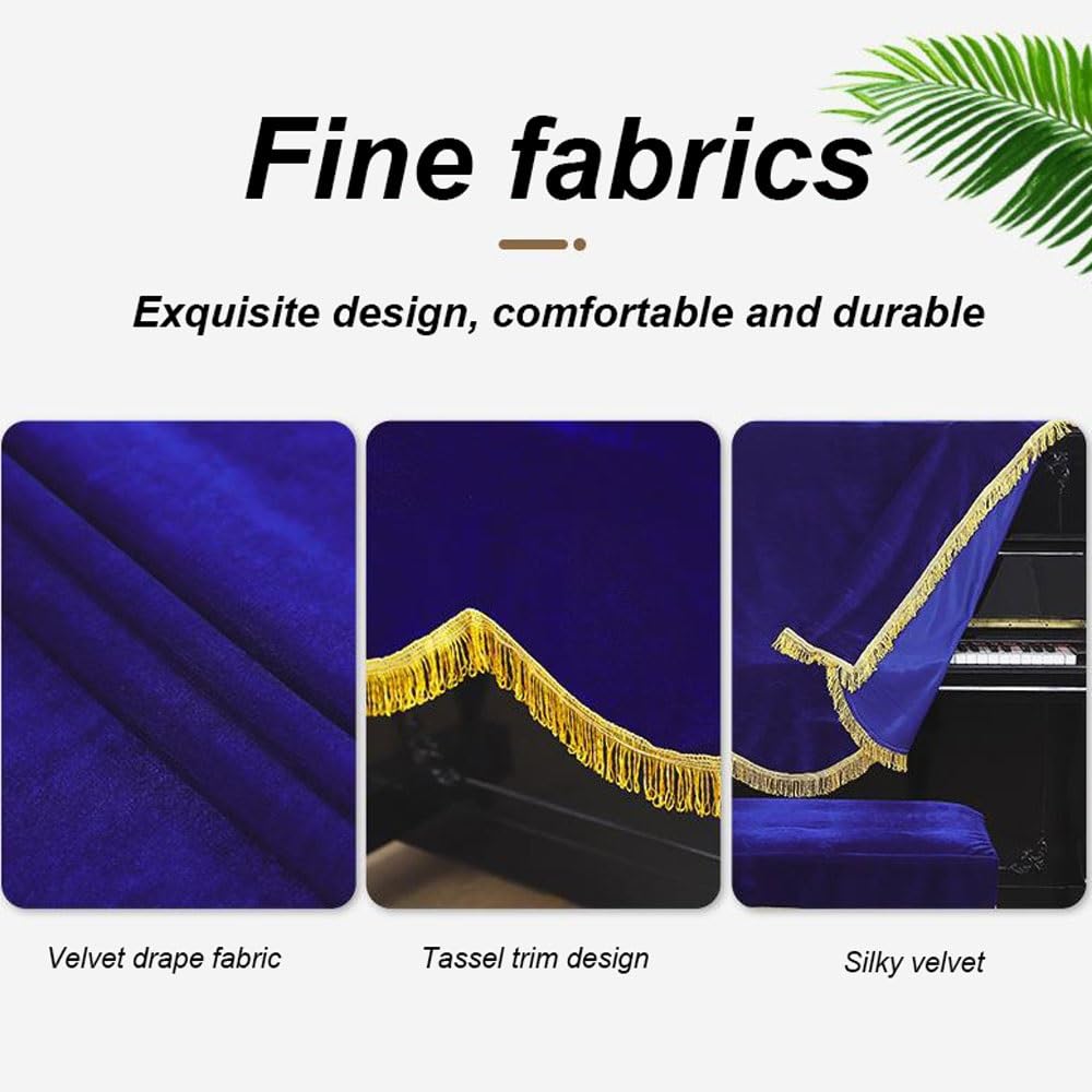 Copritastiera in Velluto per Pianoforte, Protettore Universale Anti-Polvere per Pianoforte a Coda, Tastiera Digitale, Organo/Pianoforte Elettrico(Blue,Full drape 200 * 150cm)
