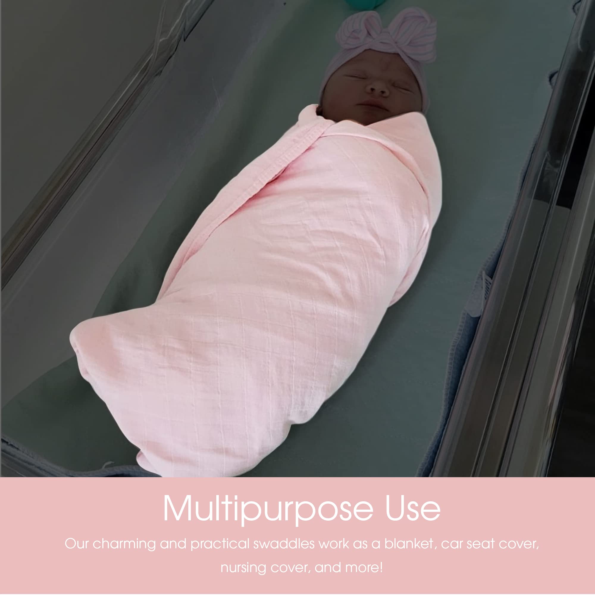 Ali+Oli Manta de muselina para bebé (blanco) grande de 47 x 47 pulgadas, rayón suave hecha de bambú y algodón orgánico, manta de muselina lavable a máquina, manta de recepción para recién nacidos a