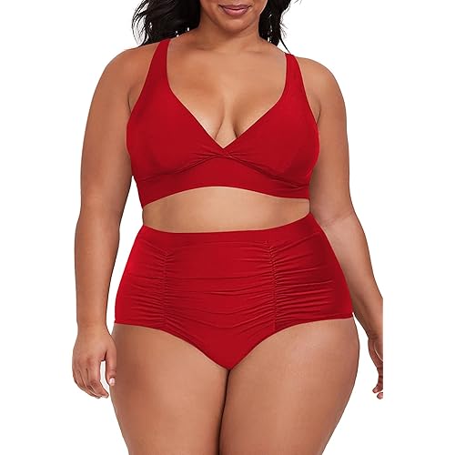 Sovoyontee Women's 2 Piece Plus Size High Waisted Swimsuit Bathing Suit