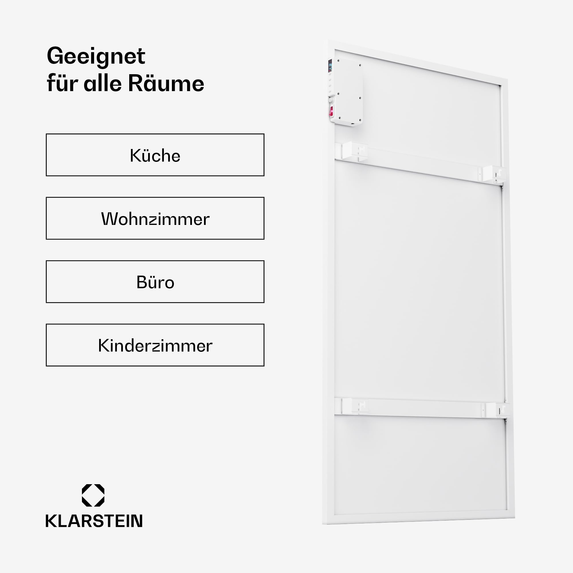 Klarstein Infrarotheizung mit Thermostat, 770W Elektroheizung, Smart Home Infrarotheizung zur Wandmontage, IR mit App-Steuerung & Erkennung Offener Fenster, Effizienter Feuchtraum Heizkörper CO2-Frei