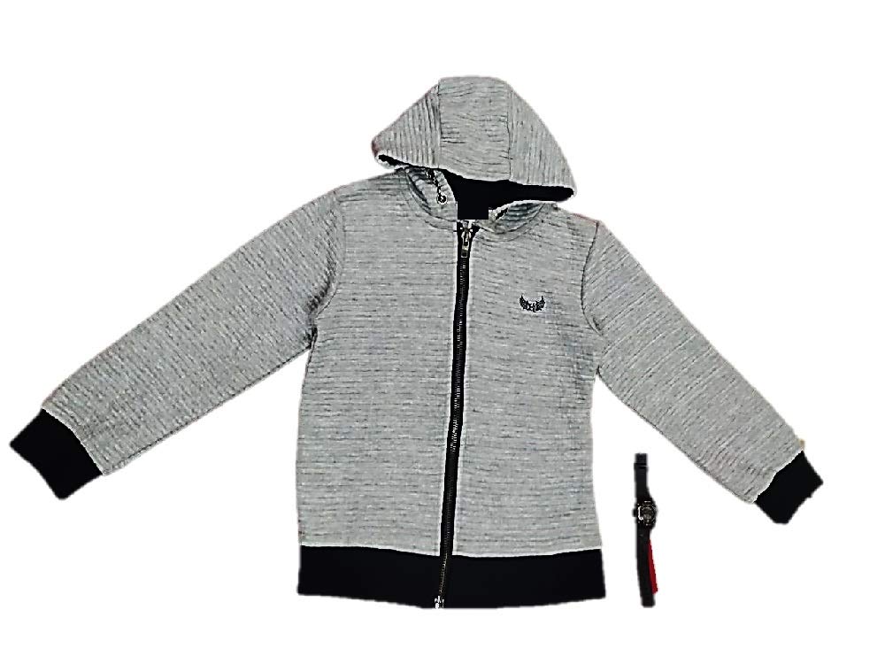 aradhya & adharv Books Cotton Woolen Warm Sweatshirt for Boys 8-14 Years Grey Color/Hood/Full Sleeves Regular fit Warm Fleece Fabric Factory Direct Sale Price Free Watch