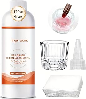 Nail Brush Cleaner Liquid Acrylic Nail Art Brush Cleaning Solution Conditioner Clean Your Nail Brushes Easily For Gel and Acrylic Nails Brushes Cleaner for Nail Salon At Home120ml-4FLOz