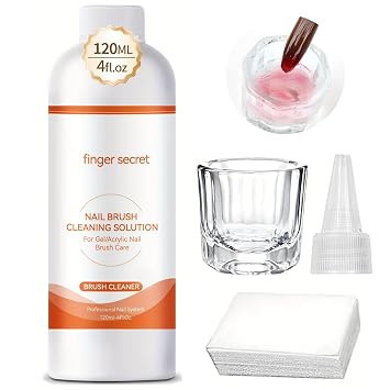 Nail Brush Cleaner & Revitalizing Solution Fast-Acting Cleaner for Acrylic Brushes, Airbrushes, Gel Nail Brush,Art Brushes & Nail Tools Restores Softness and Extends Brush Life120ml