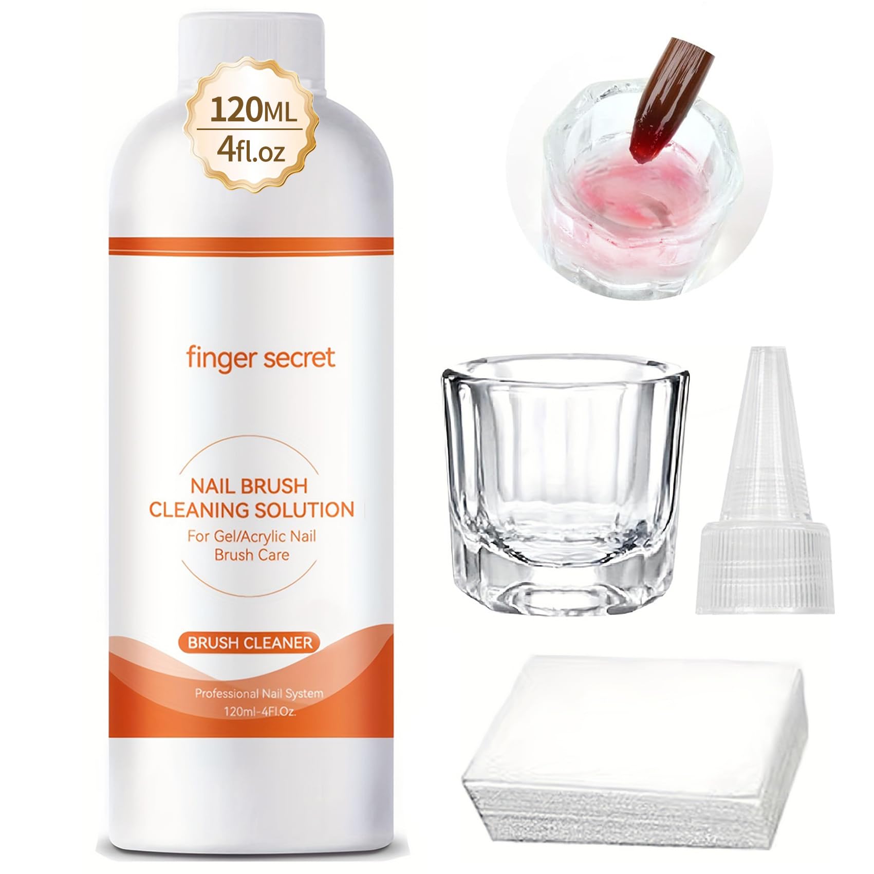 Finger Secret Nail Brush Cleaner Liquid Acrylic Nail Art Brush Cleaning Solution Conditioner Clean Your Nail Brushes Easily For Gel and Acrylic Nails