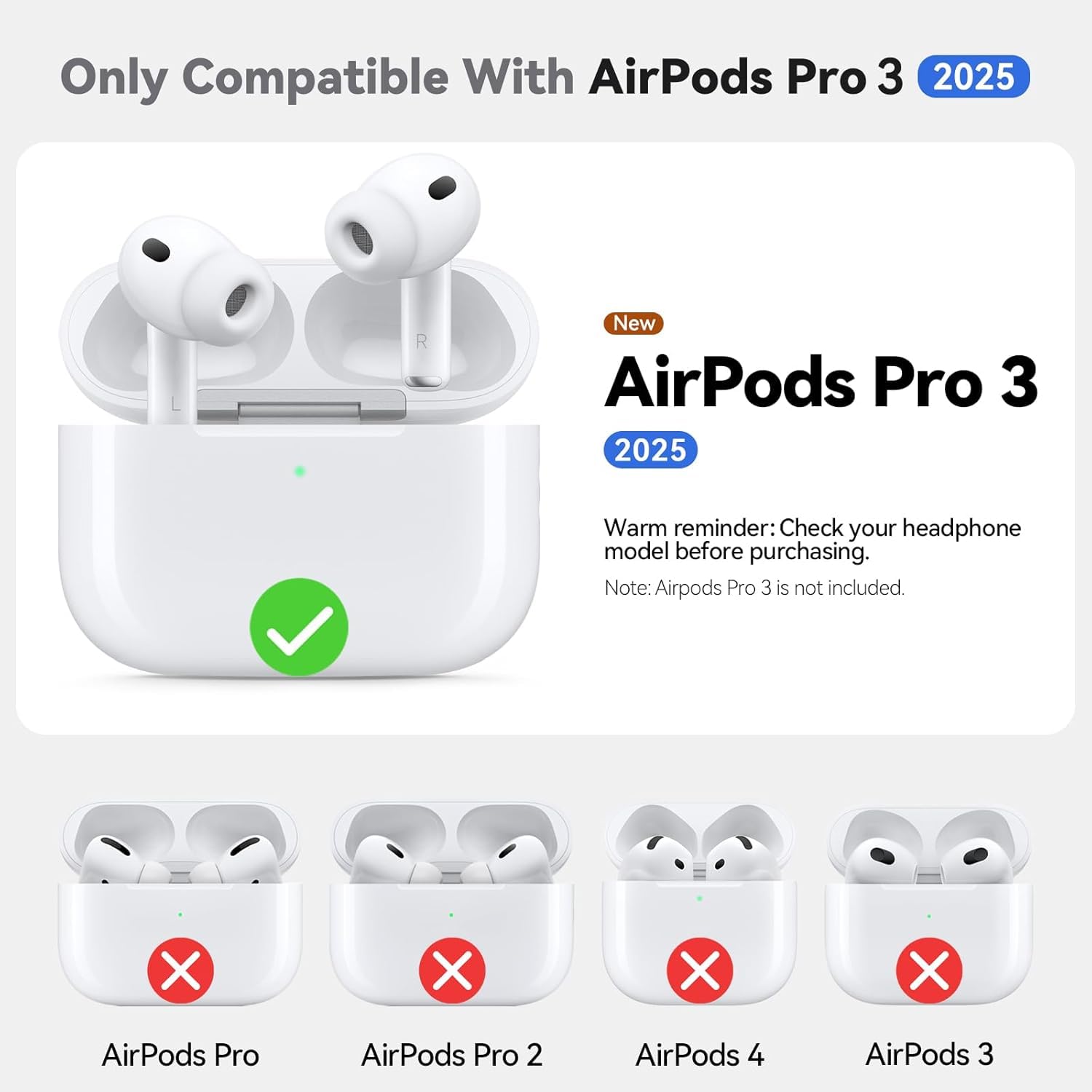 Meyaar Soft Silicone Case for AirPods Pro 3 (2025), Midnight Blue — Amazon image 4