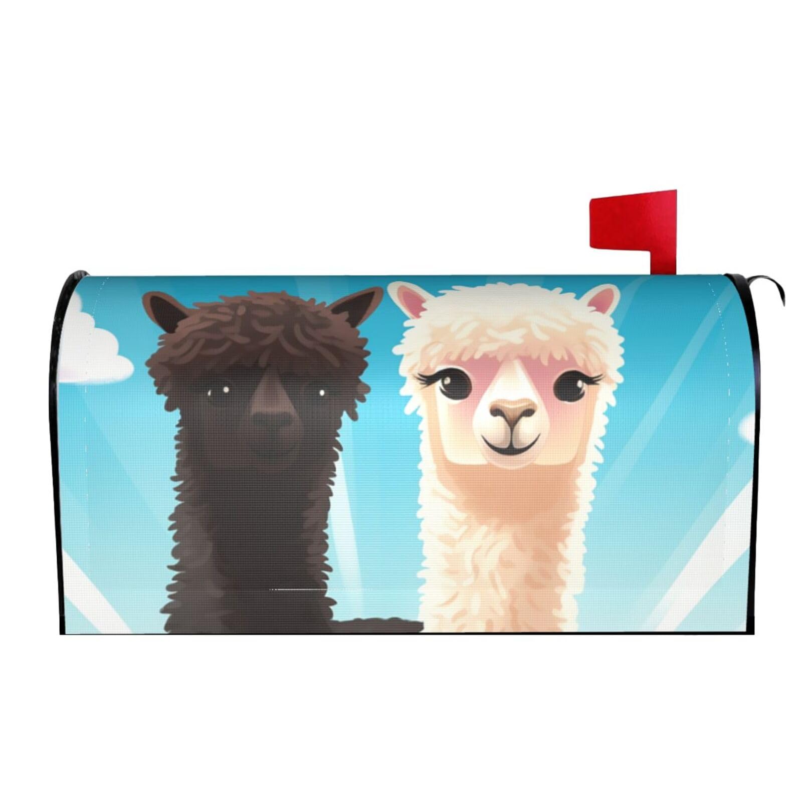 Spring Summer Mailbox Covers Magnetic Letter Post Box Cover Alpaca Mailbox Wrap Decoration Mailbox Post Cover for Garden Yard Outside Welcome Decor 21x18 in