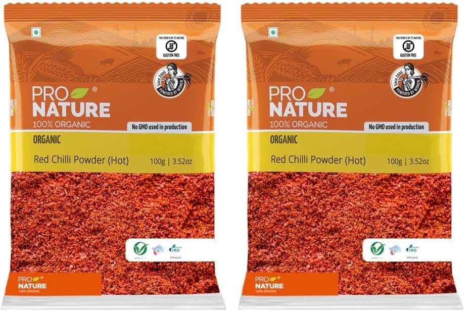 Image of Pro Nature 100% Organic Red Chilli Powder (Hot) - 100 G (Pack of 2)
