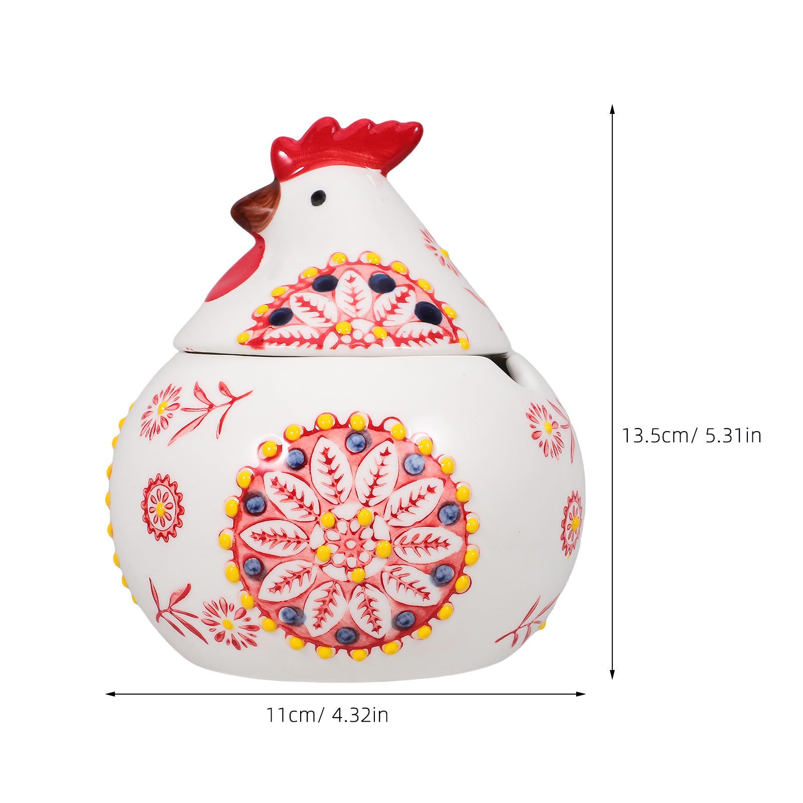 PATKAW Tarro de Cerámica con Forma de Gallina para Especias, con Tapa, Diseño Decorativo 3d con Flores, Resistente y Hermético para Cafés y Restaurantes en Pascua