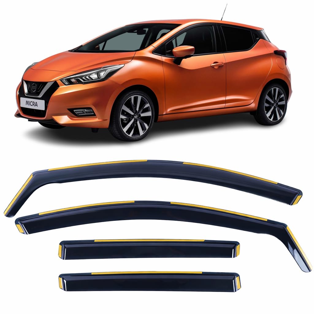 Set di 4 deflettori d'aria tipo IN-CHANNEL compatibili con Nissan MICRA K14 modelli dal 2017 al 2023 deflettori laterali in acrilico per finestrini Nissan Micra