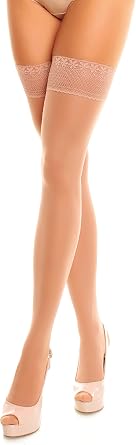 GLAMORY Vital 40 Plus Size Stay-Up Stockings Sheer Support Thigh Highs for Curvy Women Compression Hold Ups