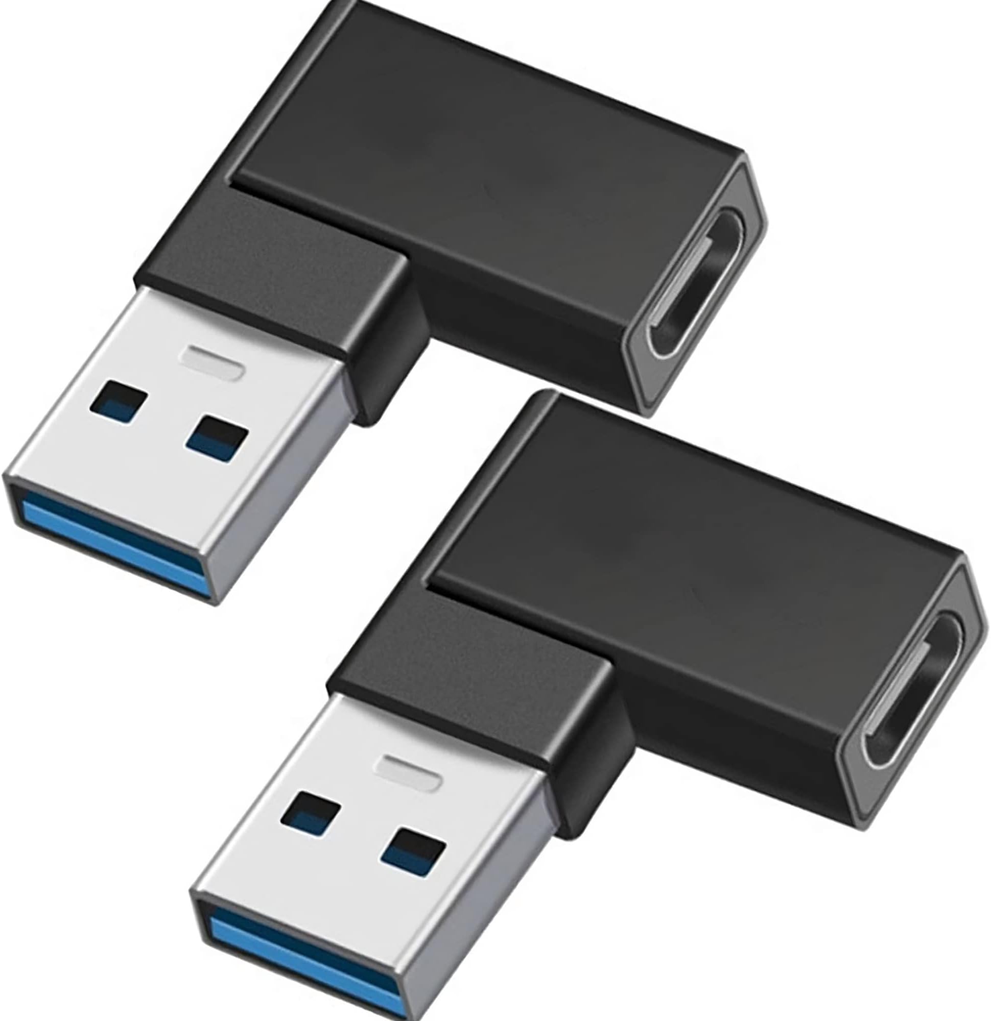 USB 3.0 USB A Male To USB A Felame Adapter, 90 Degree USB 3.1 Adapter 2 Pack, Left Angle USB A Male To Female Converter Extender For PC, Laptop, USB A Charger