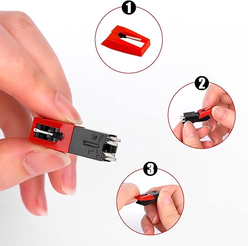 Miniatura 5 de 3 piezas de aguja para tocadiscos, aguja de reemplazo para tocadiscos de larga duración, aguja de repuesto de diamante para tocadiscos de vinilo,