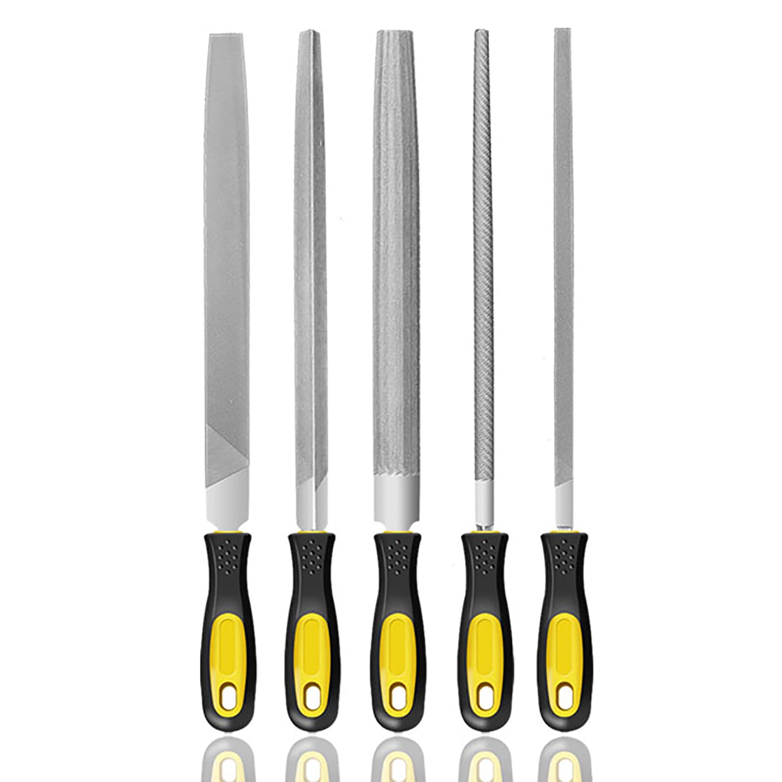 Juegos de herramientas manuales, juego de limas de 5 piezas, juegos de escofinas de madera y metal, kit de limas de acero al carbono con mango for metal, madera, vidrio, plástico, cuero, joyería