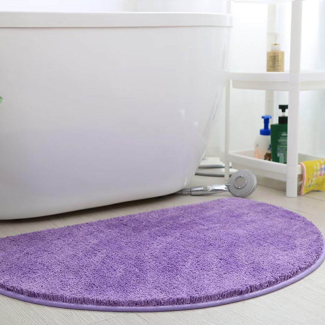 Alfombra de baño antideslizante semicircular de microfibra suave, lavable y absorbente, lavable a máquina, antibacteriana para uso doméstico