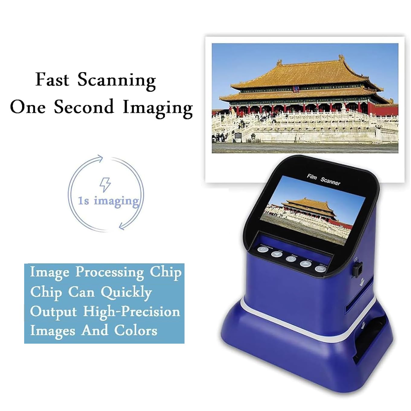 Scanner per pellicole digitali, Scanner per Negativi, Scanner per pellicole digitali con Display LCD, Scanner per Diapositive Compatto, converte Negativi e Diapositive da 35 mm, 135, 126, 127 in JPE