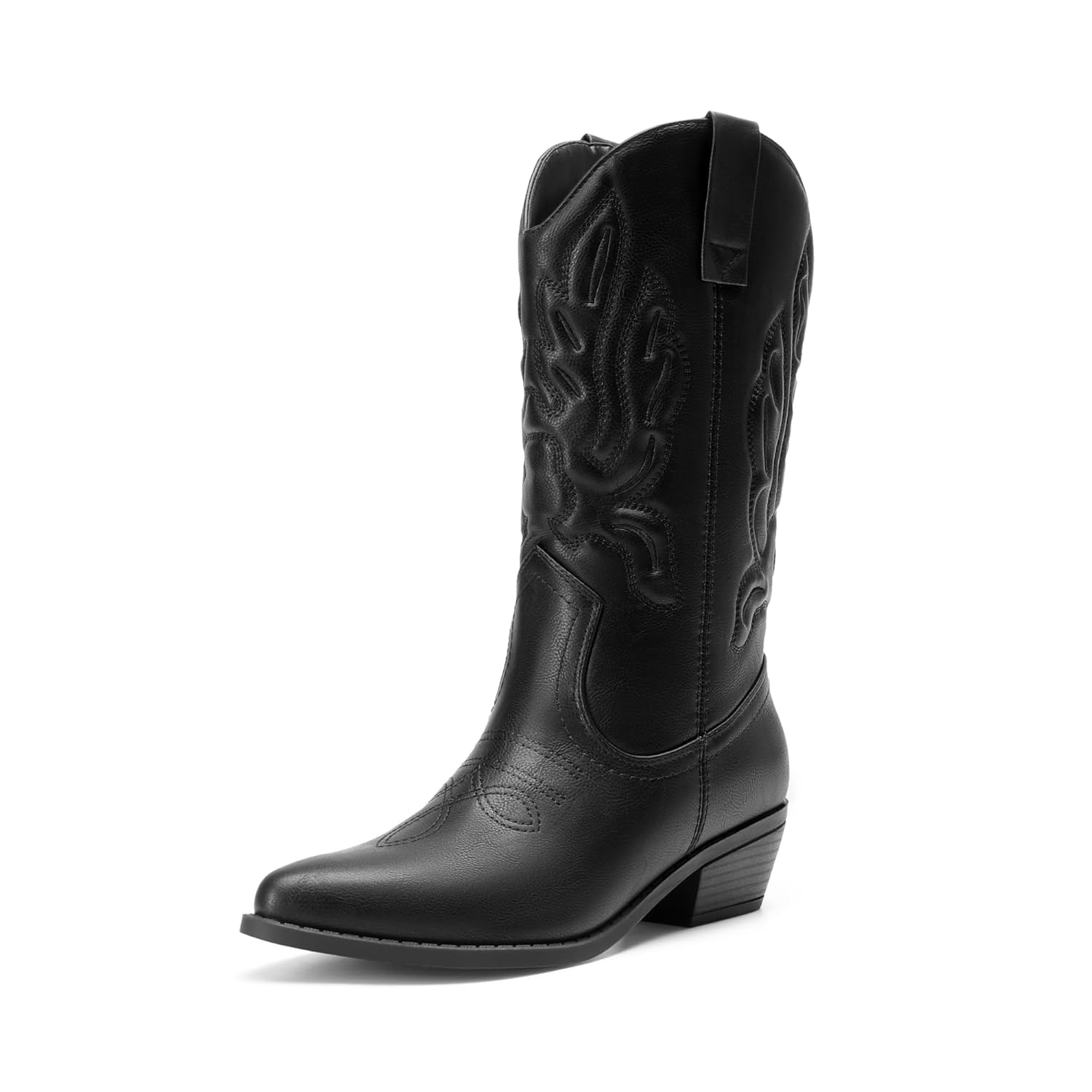 DREAM PAIRS Womens Cowboy Boots Mid Calf Cowgirl Boots Embroidery Stitched Western Boots
