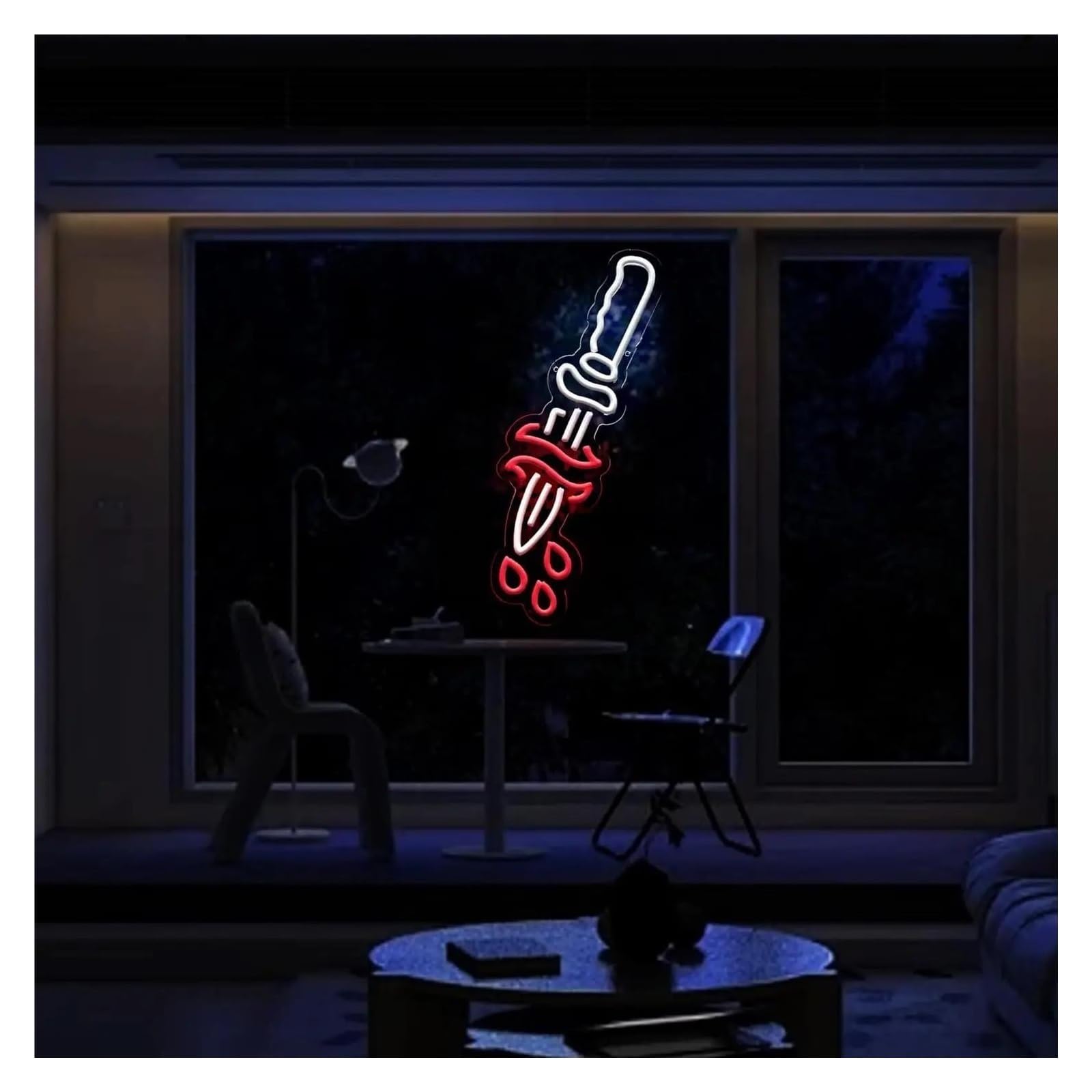 Insegna al neon Pugnale per insegna al per neon per alimentazione per dimmerabile pugnale gocciolante sangue 28,4 cm × 42,7