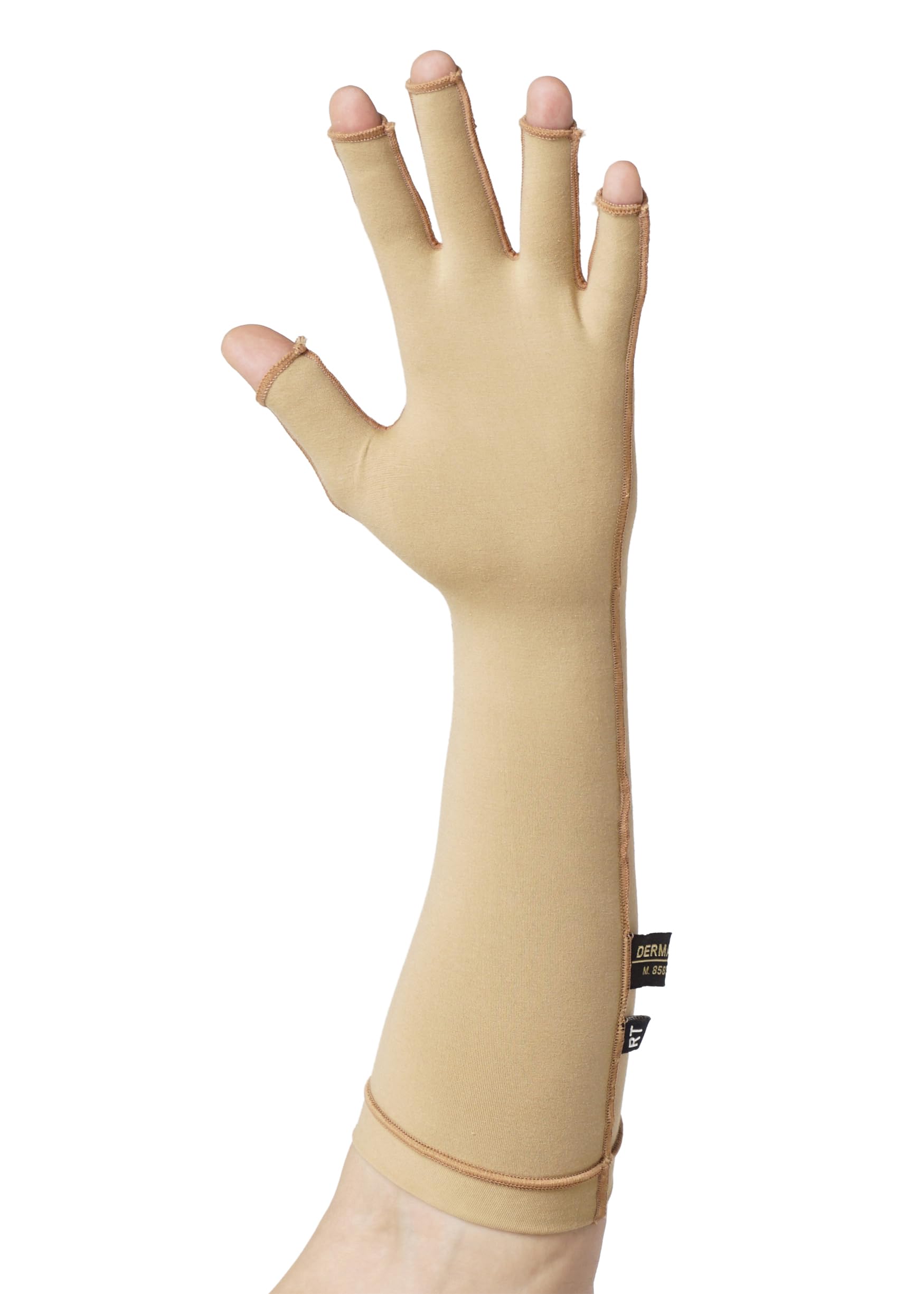 Medical Compression Hand Glove upto Mid-fore Arm | OUTSIDE ZIP | Open Fingers || HIGH COMPRESSION | COTTON | UNISEX | BURN Recovery Support | Control Swelling |-image-38
