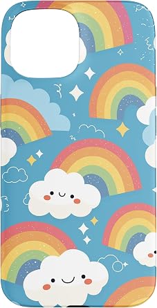 iPhone 15 Playful Cloud and Rainbow Design Case