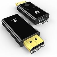 KUXIYAN 4K DisplayPort to HDMI Adapter 2-Pack, 24K Gold Plated Uni-Directional DP to HDMI Converter for PC, Laptop, GPU to TV, Monitor, Projector