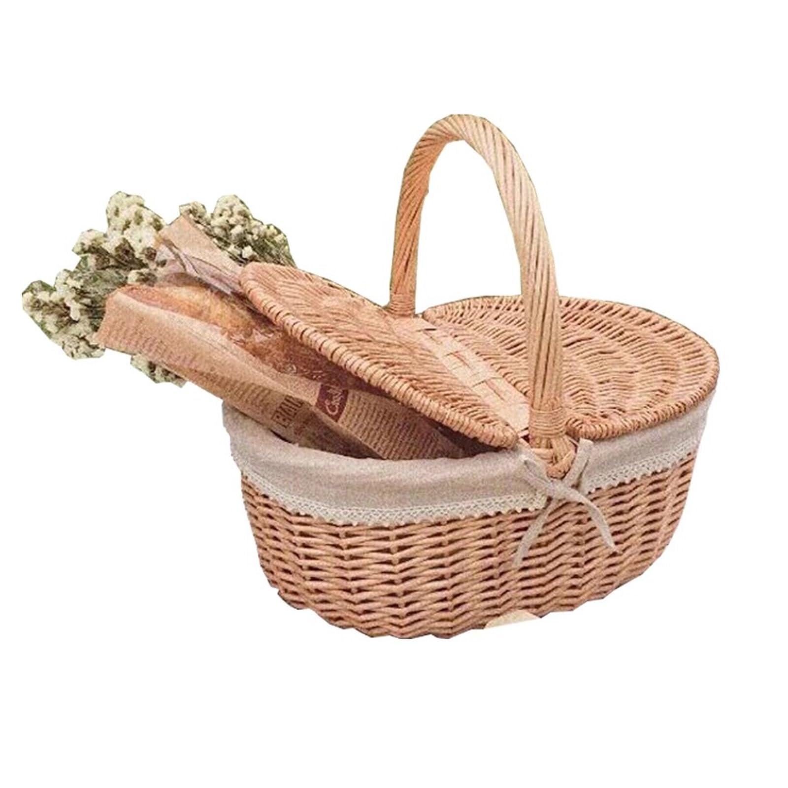 Grande cestino da picnic con coperchio e manico, borsa termica per la spesa per feste all'aperto, barbecue e campeggio, perfetta per riunioni di famiglia e picnic