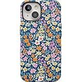 Casely iPhone 15 ケース | フルブルーム | ネイビーフローラル | ボールドケース | MagSafe対応