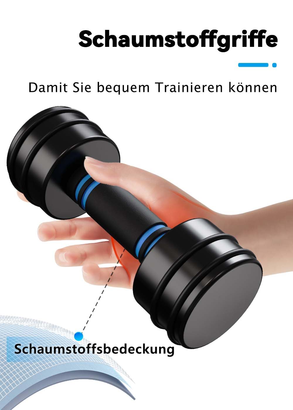 Northdeer STAHL Kurzhanteln Ultrakompakte Verstellbare Hanteln | 2,5kg 5kg 7,5kg 10kg mit Schaumstoff-Griff - Innovative Schwarze Stahlhantel für Zuhause